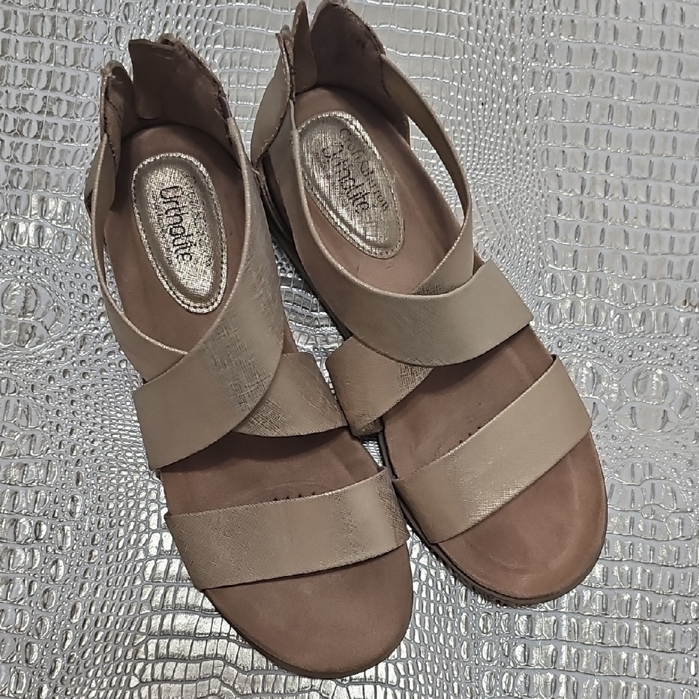 Stylish Women's Leather Gold Sandals